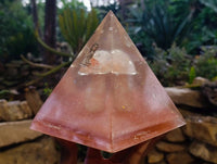 Hand Made Rose Quartz Mushroom Set In Resin Light Box x 1 From Madagascar