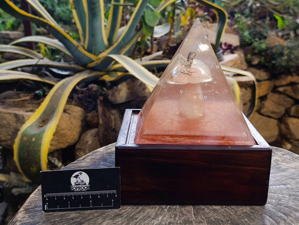 Hand Made Rose Quartz Mushroom Set In Resin Light Box x 1 From Madagascar - Toprock Gemstones and Minerals 