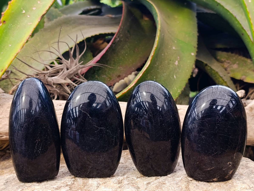 Polished Black Tourmaline Standing Free Forms x 4 From Madagascar - Toprock Gemstones and Minerals 
