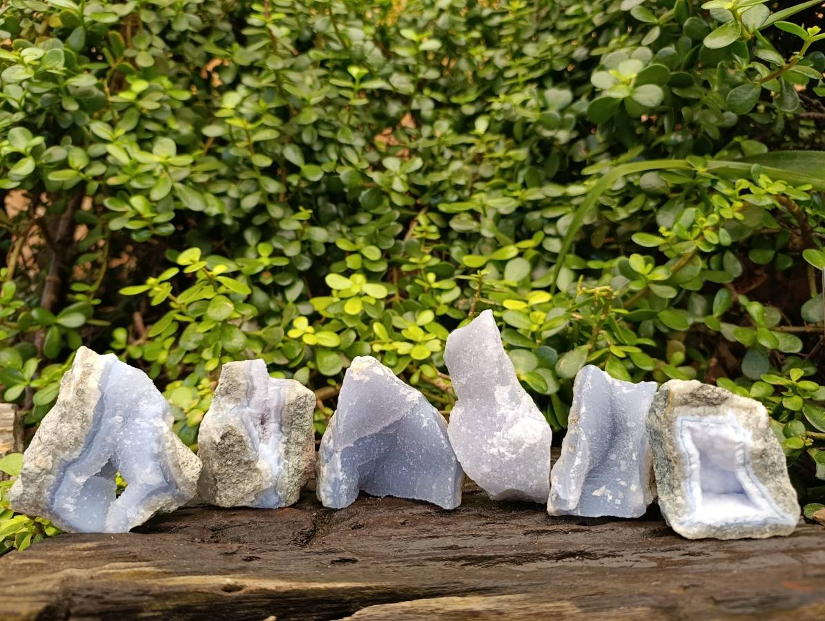 Natural Blue Lace Agate Geode Specimens x 12 From Nsanje, Malawi - Toprock Gemstones and Minerals 