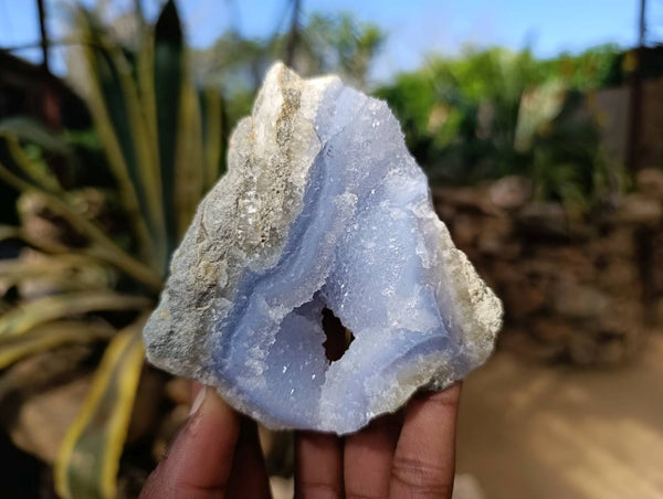 Natural Blue Lace Agate Geode Specimens x 12 From Nsanje, Malawi