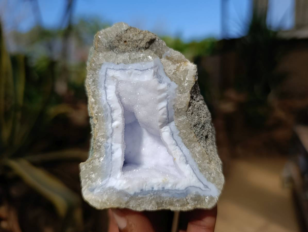 Natural Blue Lace Agate Geode Specimens x 12 From Nsanje, Malawi - Toprock Gemstones and Minerals 