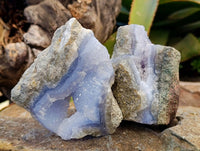 Natural Blue Lace Agate Geode Specimens x 12 From Nsanje, Malawi