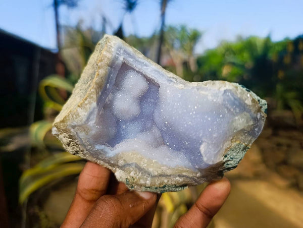 Natural Blue Lace Agate Geode Specimens x 6 From Nsanje, Malawi