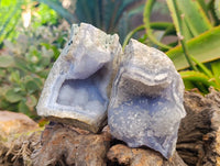 Natural Blue Lace Agate Geode Specimens x 6 From Nsanje, Malawi