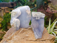 Natural Blue Lace Agate Geode Specimens x 6 From Nsanje, Malawi