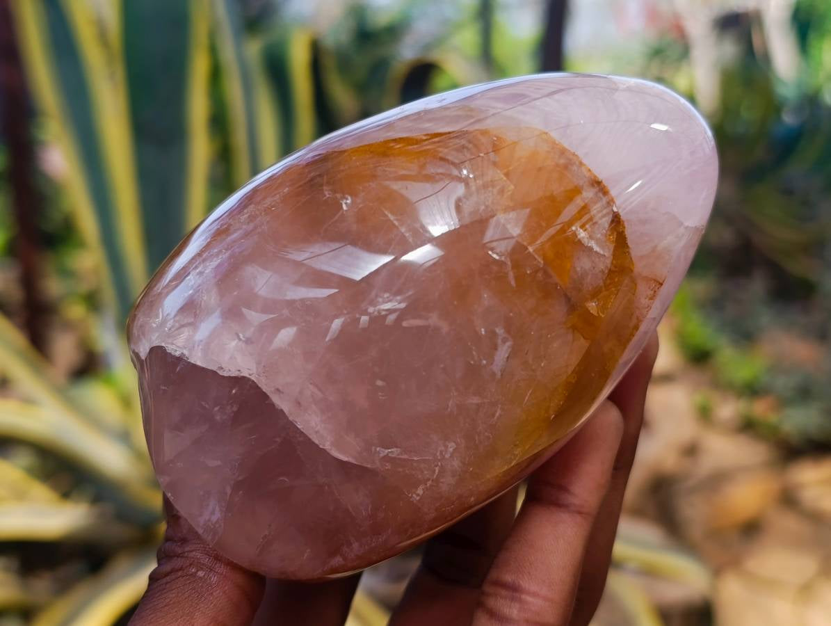 Polished Rose Quartz Standing Free Forms x 3 Madagascar - Toprock Gemstones and Minerals 