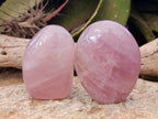 Polished Rose Quartz Standing Free Forms x 3 Madagascar - Toprock Gemstones and Minerals 