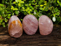 Polished Rose Quartz Standing Free Forms x 3 Madagascar - Toprock Gemstones and Minerals 
