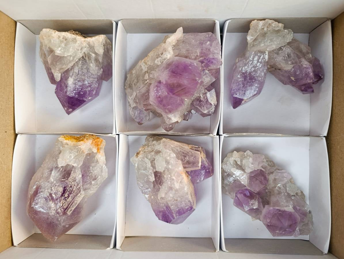 Natural Jacaranda Amethyst Quartz Clusters x 6 From Mumbwa, Zambia - Toprock Gemstones and Minerals 
