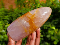 Polished Rose Quartz Standing Free Forms x 3 Madagascar - Toprock Gemstones and Minerals 