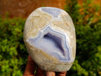 Polished Blue Lace Agate Standing Free Forms x 2 From Nsanje, Malawi - Toprock Gemstones and Minerals 