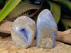 Polished Blue Lace Agate Standing Free Forms x 2 From Nsanje, Malawi - Toprock Gemstones and Minerals 
