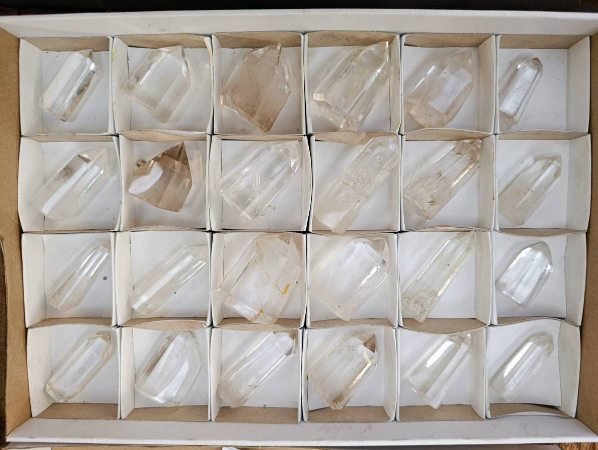 Polished Clear & Smokey Quartz Crystals x 24 From Madagascar - Toprock Gemstones and Minerals 
