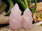 Polished Rose Quartz Standing Flames x 3 Madagascar - Toprock Gemstones and Minerals 