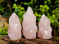 Polished Rose Quartz Standing Flames x 3 Madagascar - Toprock Gemstones and Minerals 