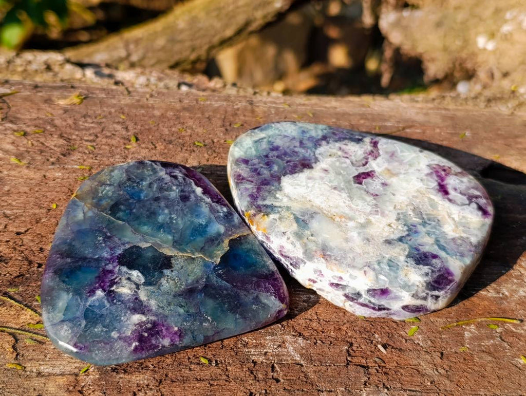Polished Watermelon Fluorite Slices x 4 From Uis, Namibia - Toprock Gemstones and Minerals 