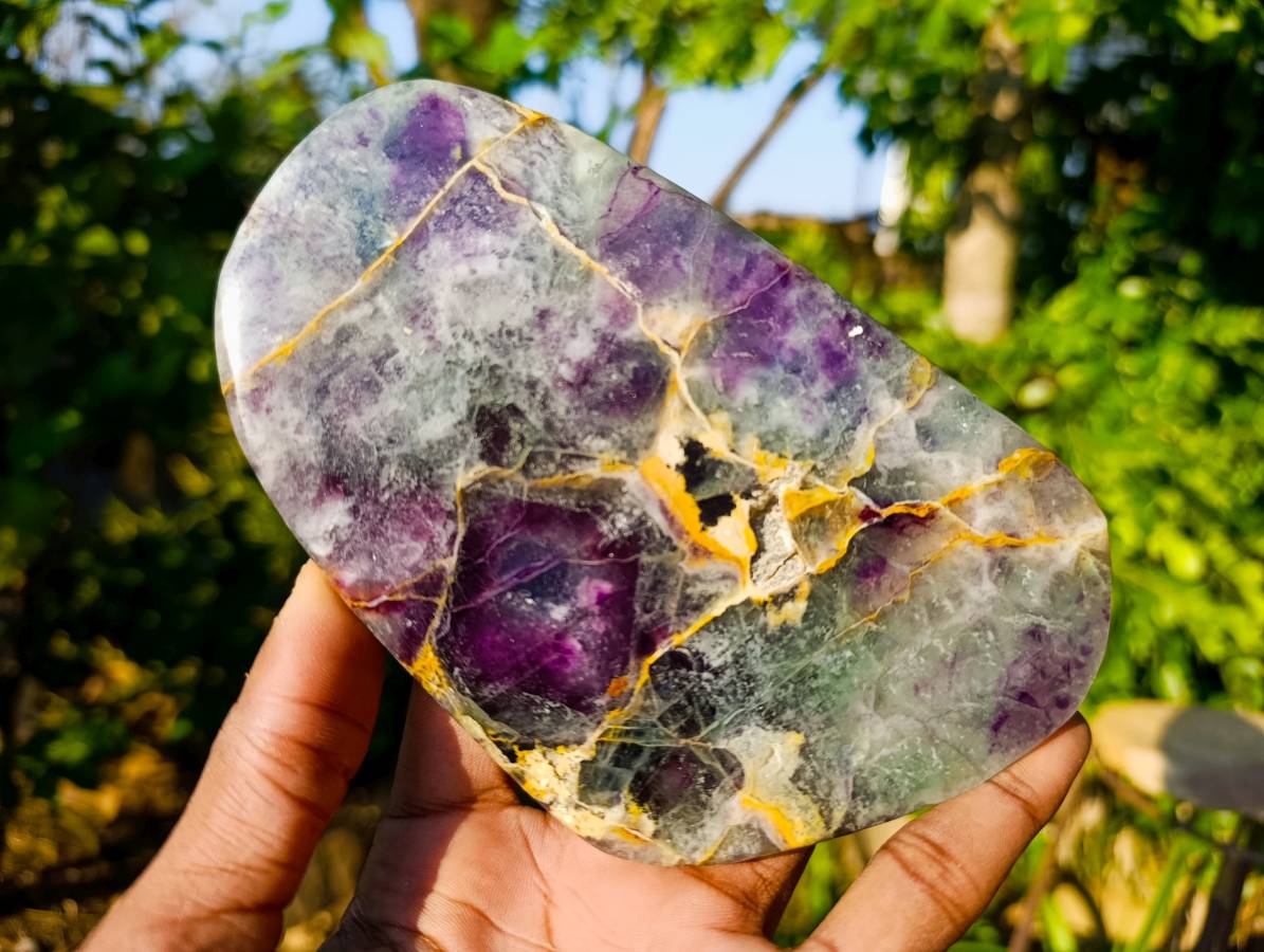 Polished Watermelon Fluorite Slices x 4 From Uis, Namibia - Toprock Gemstones and Minerals 