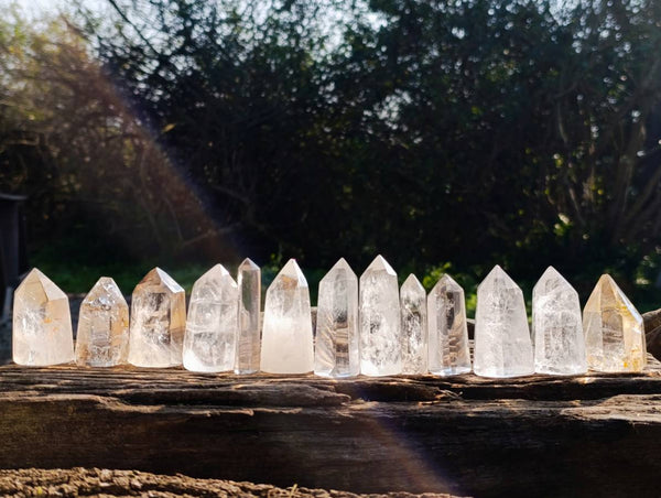 Polished Clear & Smokey Quartz Crystals x 24 From Madagascar - Toprock Gemstones and Minerals 