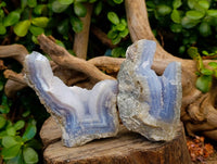 Natural Blue Lace Agate Geode Specimens x 12 From Malawi