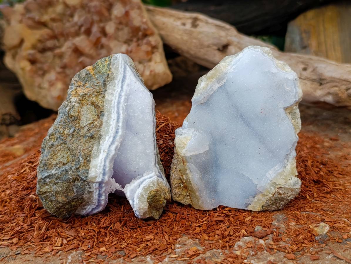 Natural Blue Lace Agate Geode Specimens x 12 From Malawi - Toprock Gemstones and Minerals 