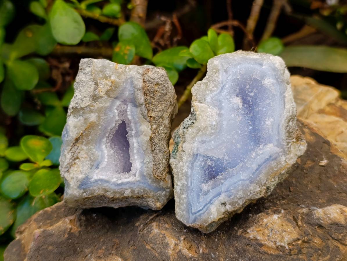 Natural Blue Lace Agate Geode Specimens x 12 From Malawi - Toprock Gemstones and Minerals 