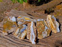 Polished On One Side 'Crazy' Blue Lace Agate x 6 From Namibia