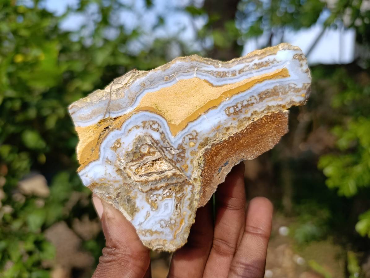 Polished On One Side 'Crazy' Blue Lace Agate x 6 From Namibia - Toprock Gemstones and Minerals 