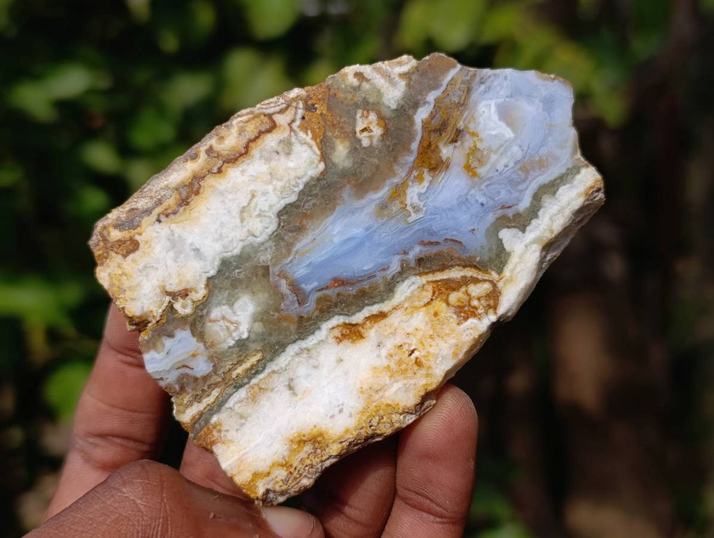 Polished On One Side 'Crazy' Blue Lace Agate x 6 From Namibia - Toprock Gemstones and Minerals 
