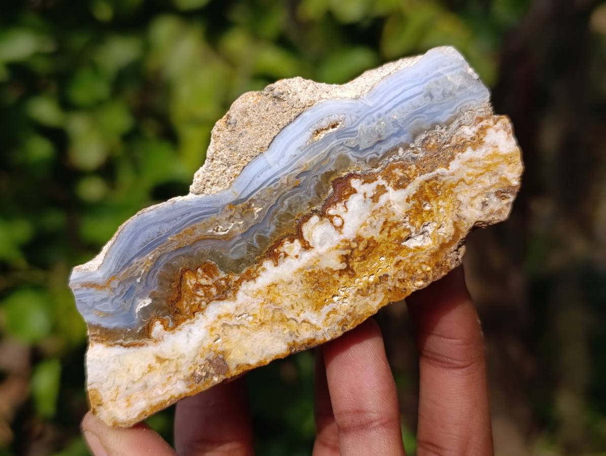 Polished On One Side 'Crazy' Blue Lace Agate x 6 From Namibia - Toprock Gemstones and Minerals 