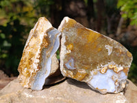 Polished On One Side 'Crazy' Blue Lace Agate x 6 From Namibia