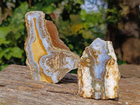 Polished On One Side 'Crazy' Blue Lace Agate x 6 From Namibia