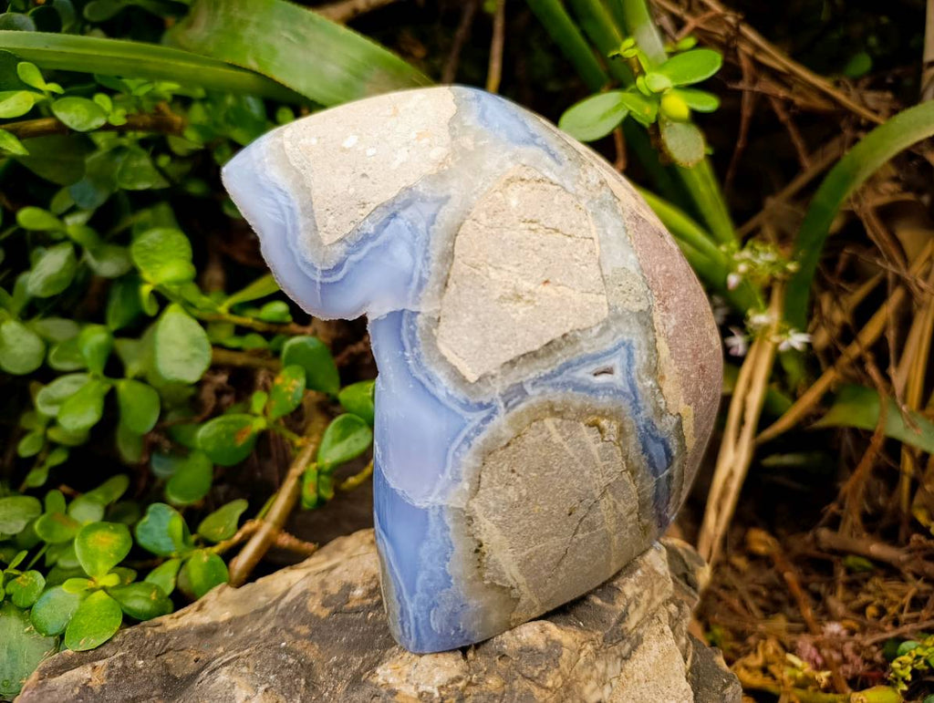 Polished Blue Lace Agate Standing Free Form x 1 From Malawi - Toprock Gemstones and Minerals 