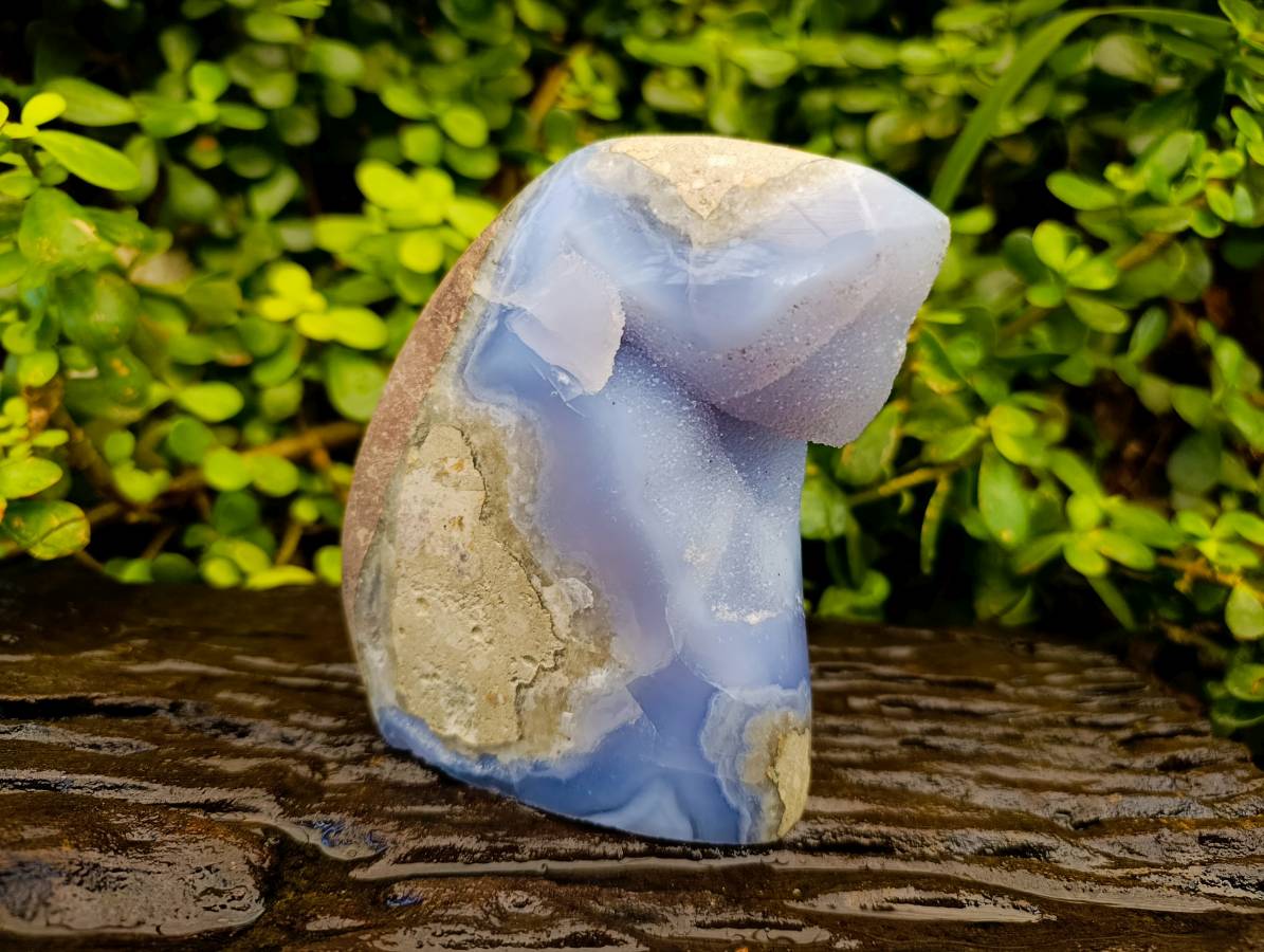 Polished Blue Lace Agate Standing Free Form x 1 From Malawi - Toprock Gemstones and Minerals 