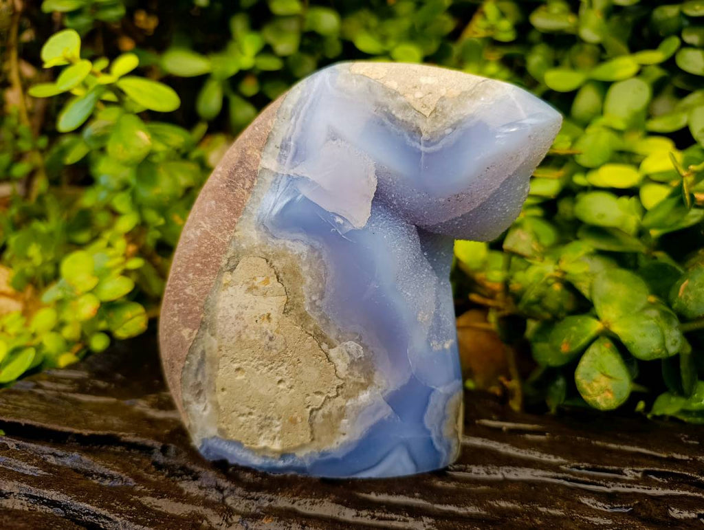 Polished Blue Lace Agate Standing Free Form x 1 From Malawi - Toprock Gemstones and Minerals 