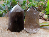 Polished Smokey Quartz Crystals x 2 From Madagascar - Toprock Gemstones and Minerals 