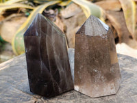 Polished Smokey Quartz Crystals x 2 From Madagascar - Toprock Gemstones and Minerals 