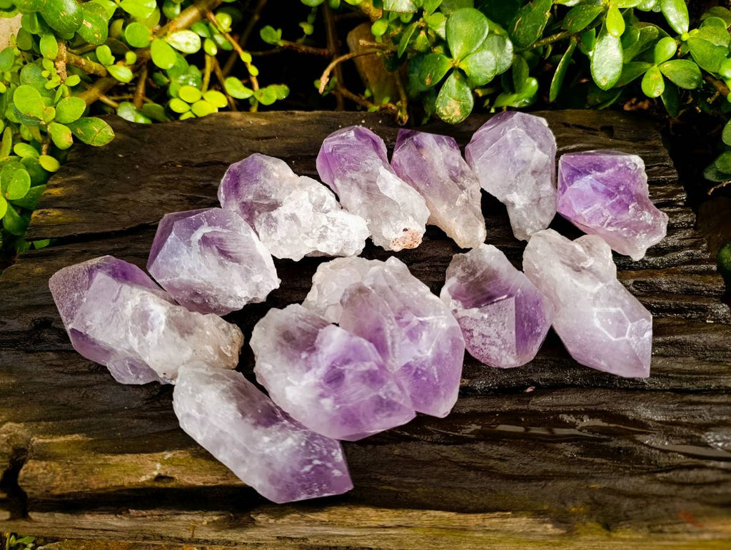 Polished Jacaranda Amethyst Quartz Crystals x 12 From Mumbwa, Zambia - Toprock Gemstones and Minerals 