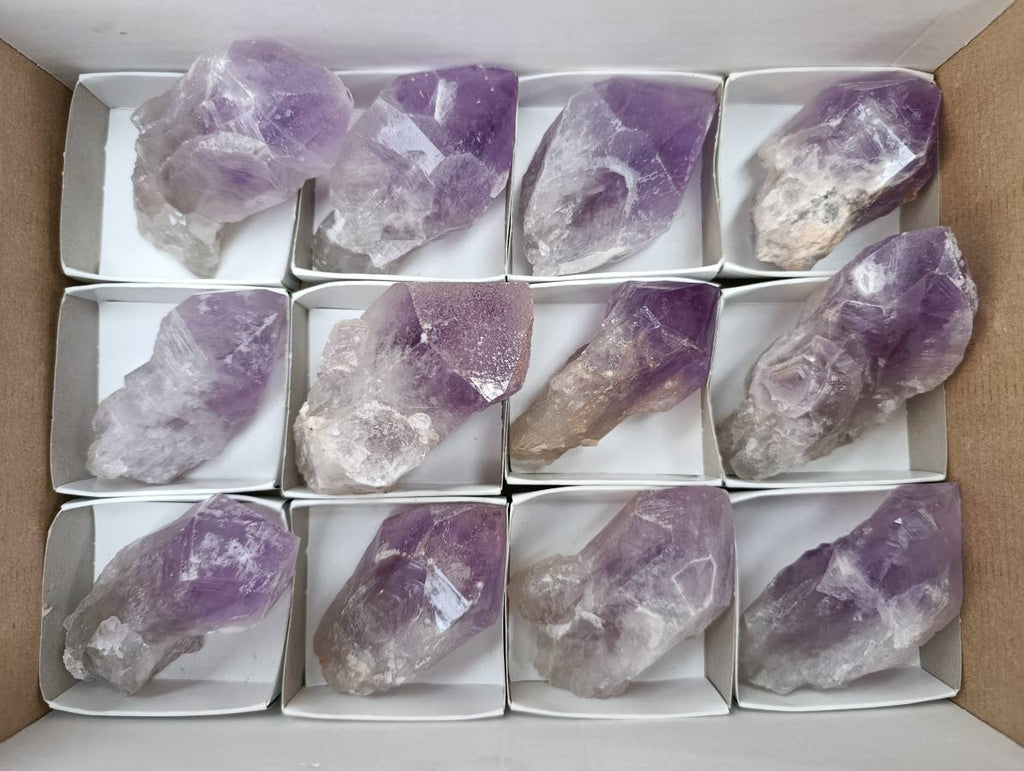 Polished Jacaranda Amethyst Quartz Crystals x 12 From Mumbwa, Zambia - Toprock Gemstones and Minerals 