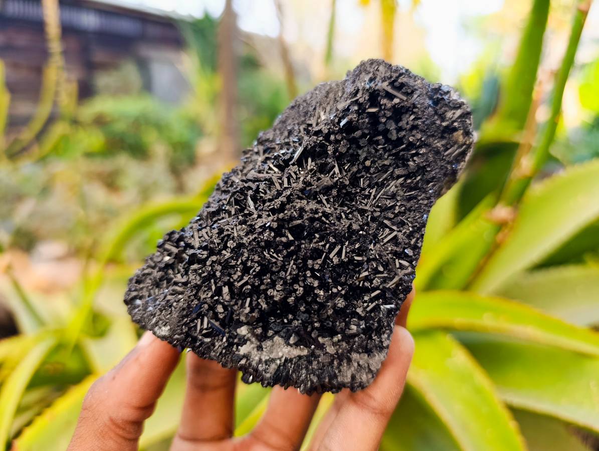 Natural Black Schorl Tourmaline With Cubic Fluorite Specimens x 6 From Namibia - Toprock Gemstones and Minerals 
