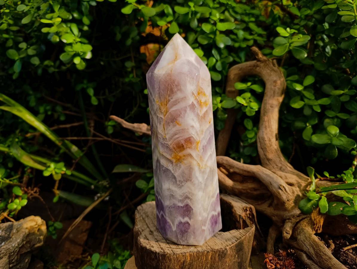 Polished Chevron Amethyst Crystal x 1 Zambia - Toprock Gemstones and Minerals 