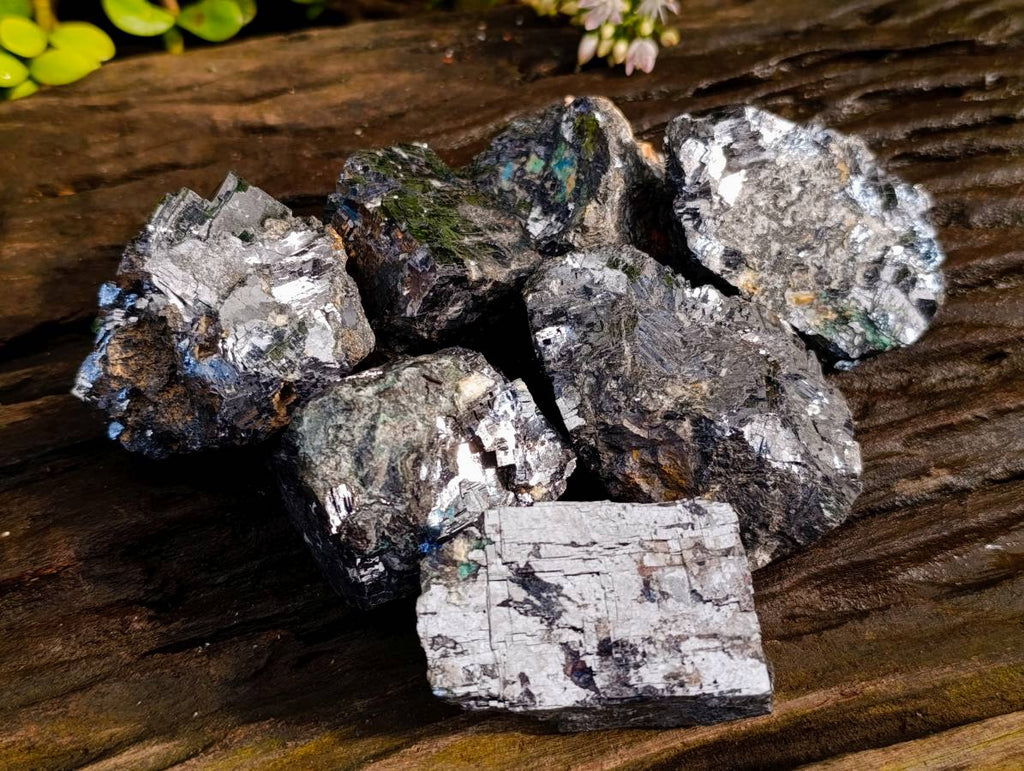 Natural Silver Lead Galena Specimens x 7 From Namibia - Toprock Gemstones and Minerals 