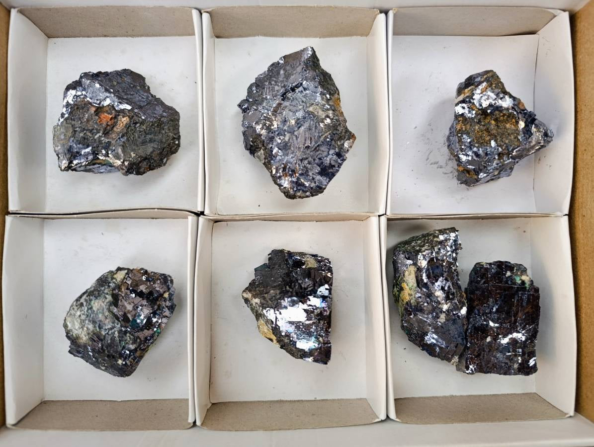 Natural Silver Lead Galena Specimens x 7 From Namibia - Toprock Gemstones and Minerals 