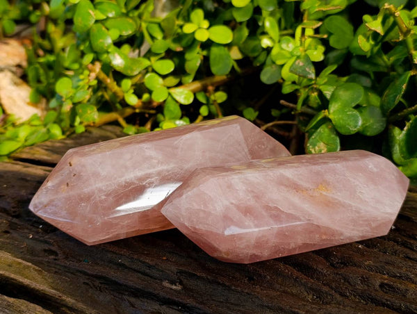 Polished Rose Quartz Spheres x 2 Madagascar