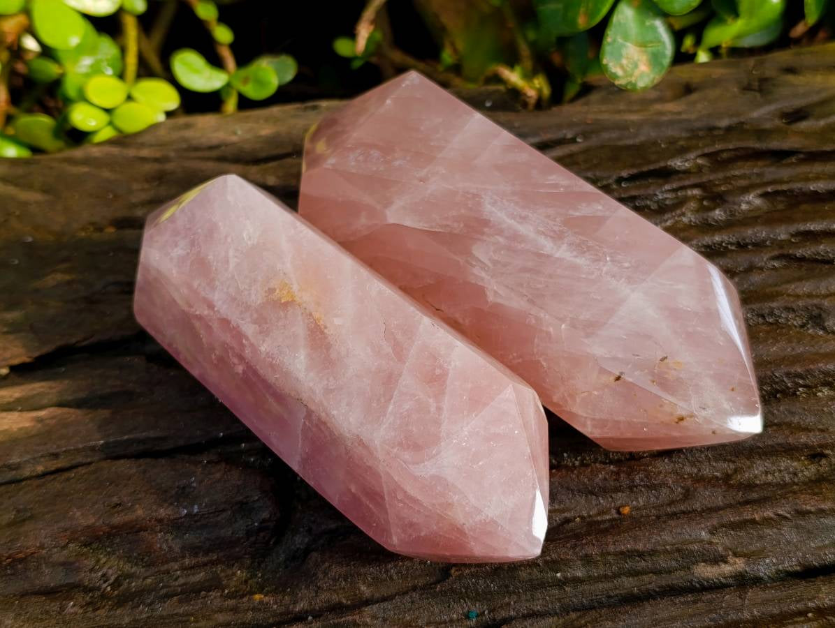 Polished Rose Quartz Spheres x 2 Madagascar - Toprock Gemstones and Minerals 