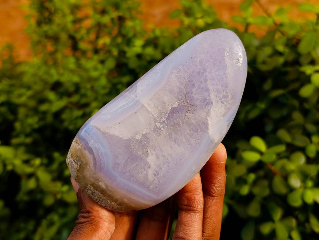 Polished Blue Lace Agate Standing Free Forms x 2 From Malawi - Toprock Gemstones and Minerals 