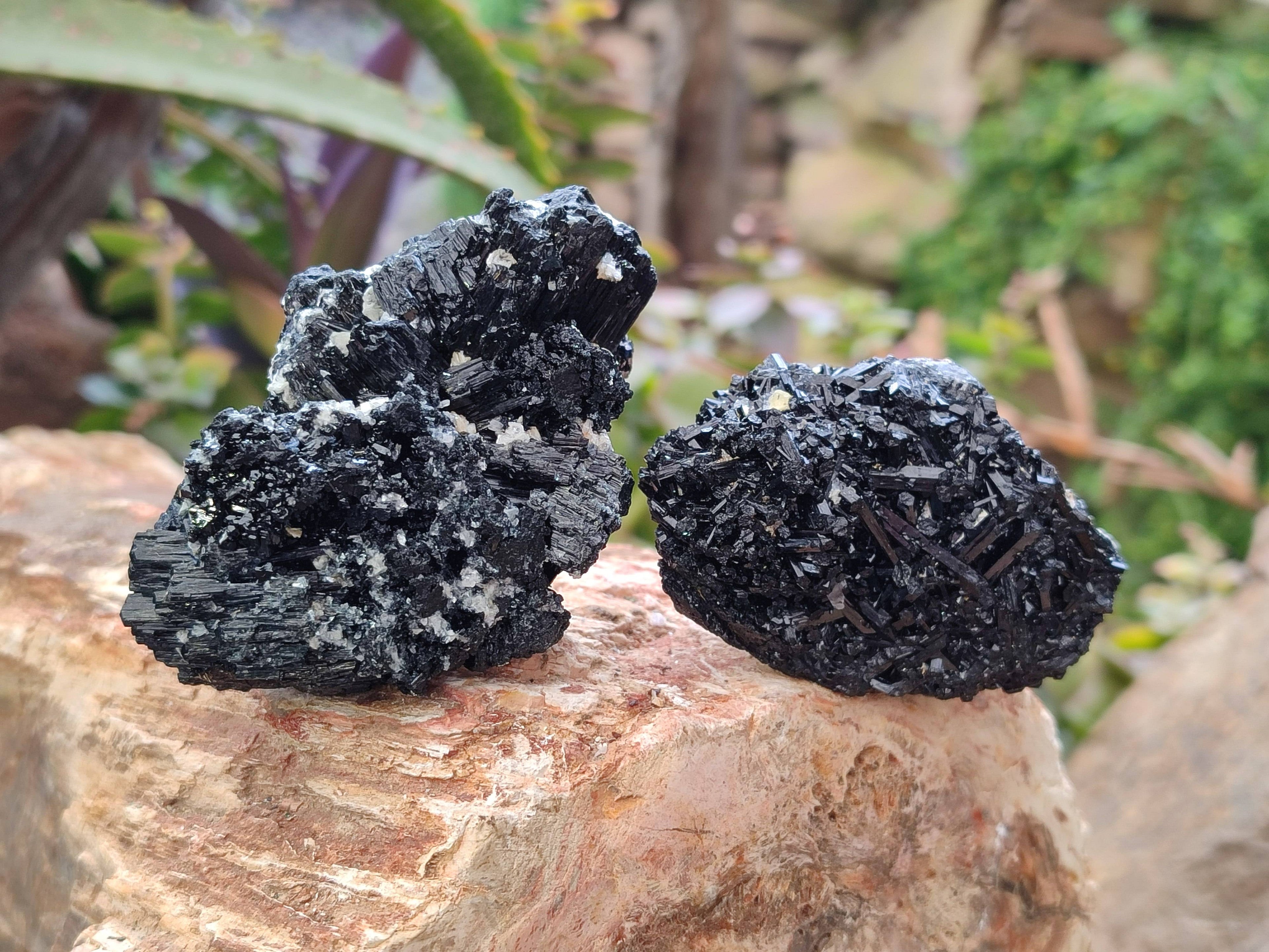 Natural Schorl Black Tourmaline Specimens x 12 From Erongo, Namibia - Toprock Gemstones and Minerals 