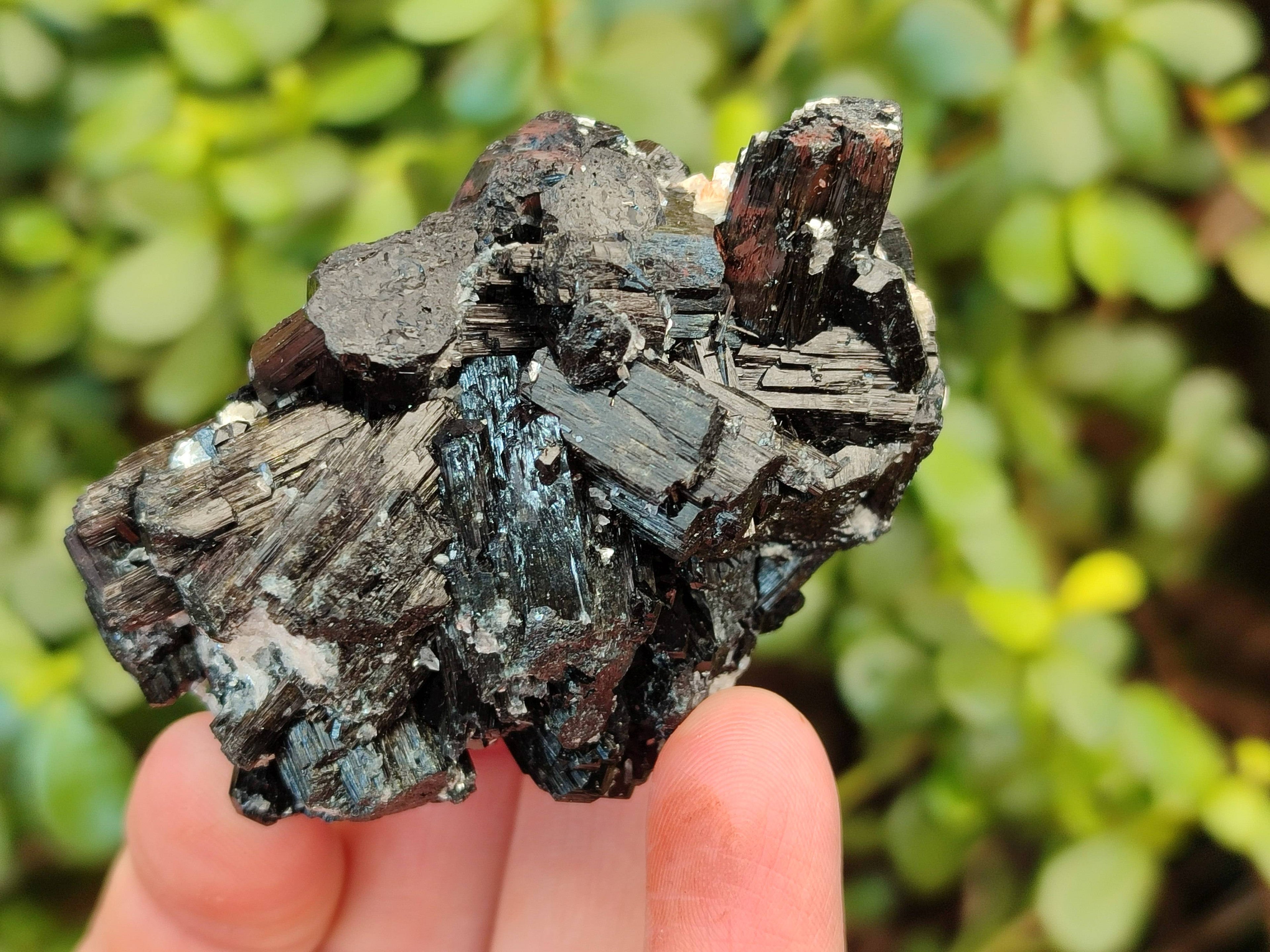 Natural Schorl Black Tourmaline Specimens x 6 From Erongo, Namibia - Toprock Gemstones and Minerals 
