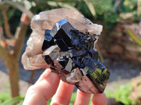 Natural Smokey Quartz with Schorl and Hyalite Opal x 2 From Erongo, Namibia