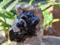 Natural Smokey Quartz with Schorl and Hyalite Opal x 2 From Erongo, Namibia